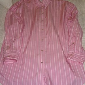 H&M Tunic Shirt Dress Womens Size S Pink/White Striped Shirtdress Casual